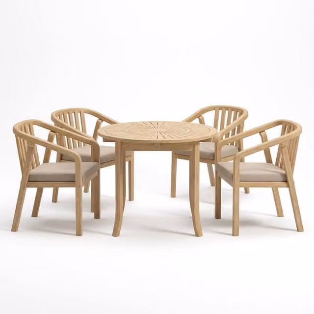 Royalcraft RIVEN Modern Acacia Wood Dining Chairs, Set of 4, Beige