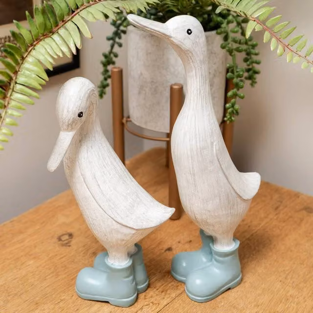 Madison & Mayfair Large White Resin Duck with Light Blue Wellies Tabletop Ornament