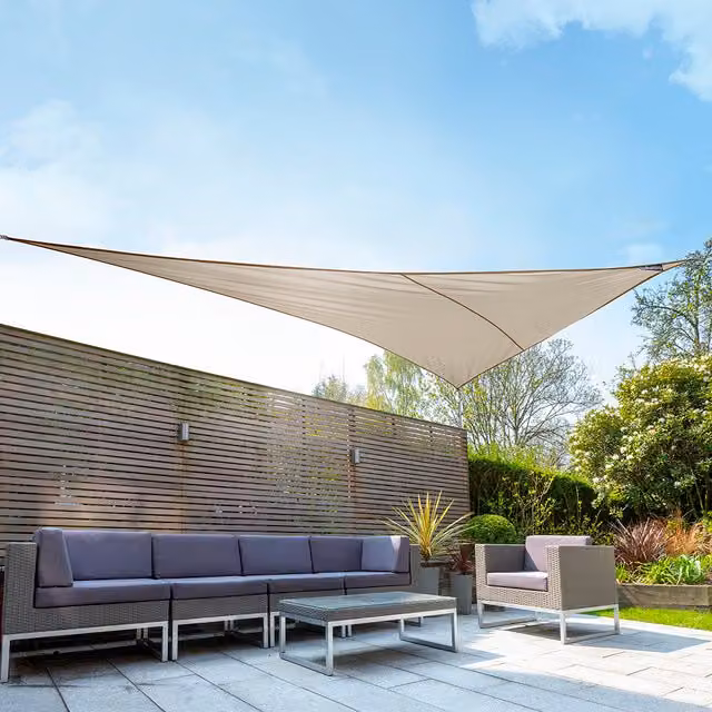 Kookaburra Waterproof Right Angle Triangle Sun Shade Sail, Mushroom, W: 6 m, D: 4.2 m, UPF 50