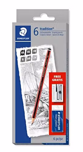 STAEDTLER Tradition Graphite Pencil Set for Drawing and Sketching with Sharpener and Eraser, 6 Pack – 1