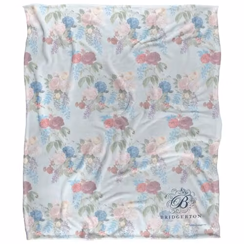 Catherine Lansfield Bridgerton B Floral Silky Touch Super Soft Throw Blanket, White, W/D/H: 152 x 127 cm