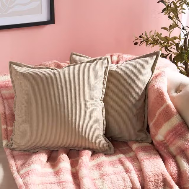 OHS Oxford Edge Corduroy Cushion Covers in Natural Beige