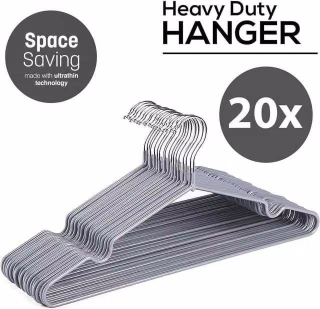 PAWNORA 20 Pack Space Saving Metal Wire Hangers in Grey – 1