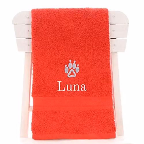 Duncan Stewart Personalised Dog Towel in Red