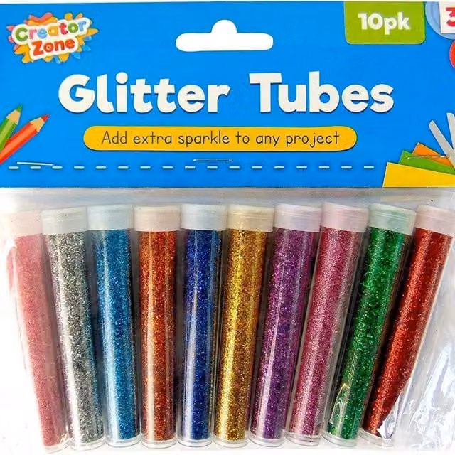 Pack of 10 Multicolour Glitter Tubes