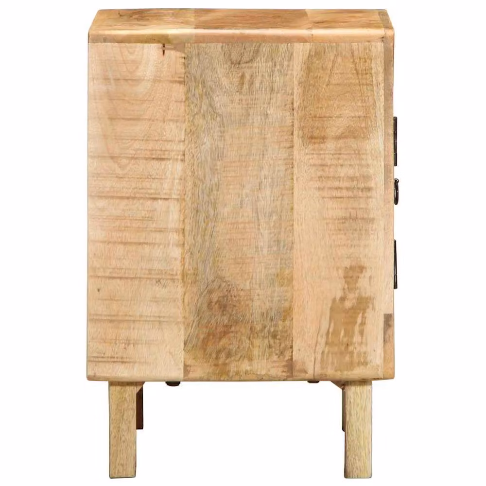 Berkfield Home Bedside Cabinet in Brown Solid Rough Mango Wood W/D/H: 40 x 32 x 46 cm – 2
