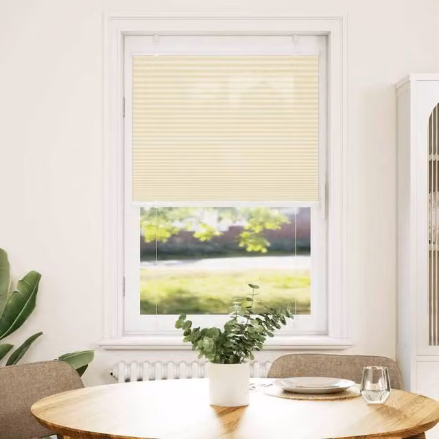 Berkfield Home Single Pleat Fabric Blind in Beige, W: 74.4 cm, H: 150 cm