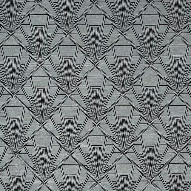 Fibre Naturelle Gatsby Jackson Grey Chenille Art Deco Graphic Fabric