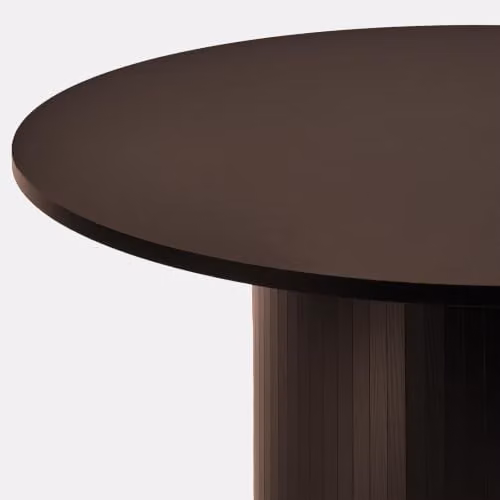 OHS Madison Ribbed Round Dining Table in Brown Wood Effect, Diameter: 110 cm, Height: 76 cm – 2