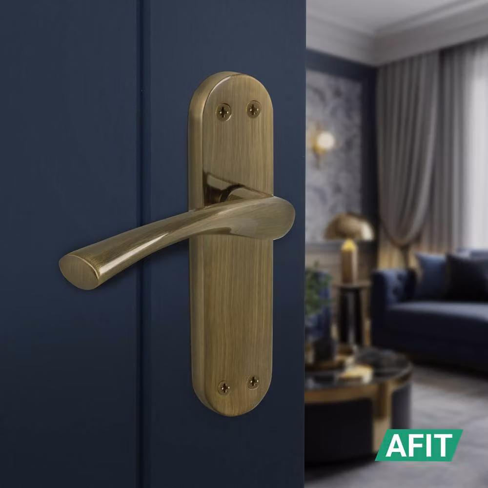 AFIT Antique Brass Twist Door Handle Latch and Hinges Set in Bronze, 5 Pairs, 150 x 150 mm – 5