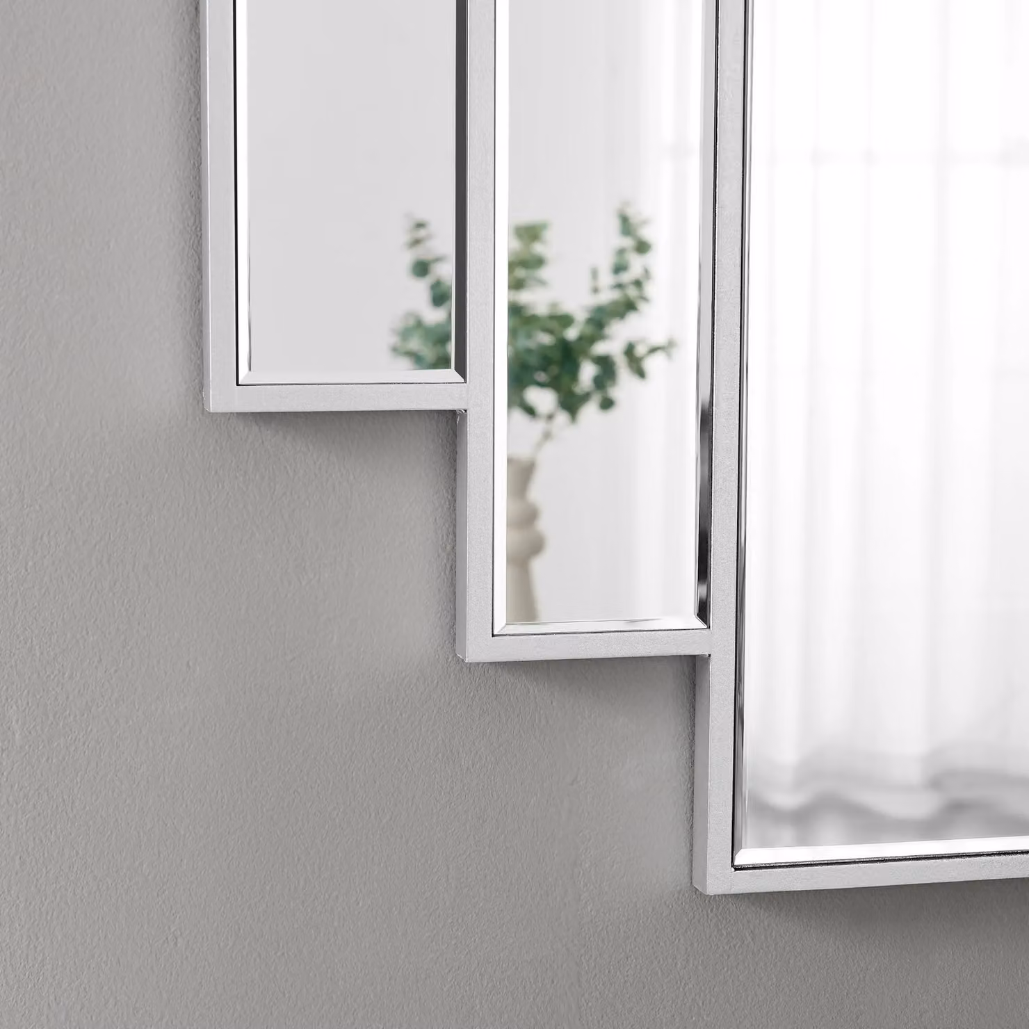 FurnitureboxUK Deco Large Art Deco Inspired Silver Framed Rectangular Wall Mirror – 2