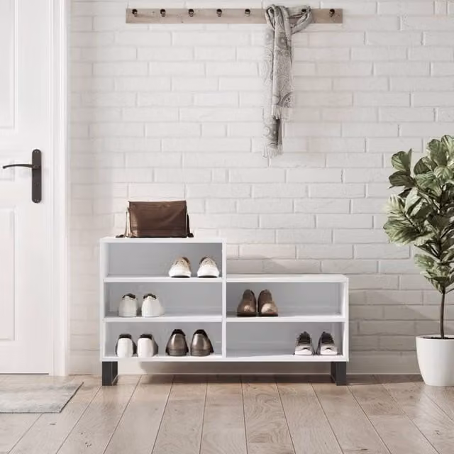 Berkfield Home High Gloss White Modern Shoe Cabinet W/D/H: 102 x 36 x 60 cm – 1