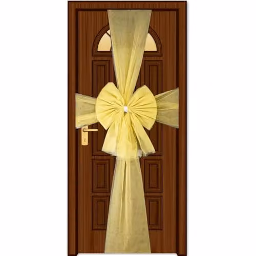 SHATCHI Gold Diamante Giant Christmas Door Bow for Festive Home Decoration