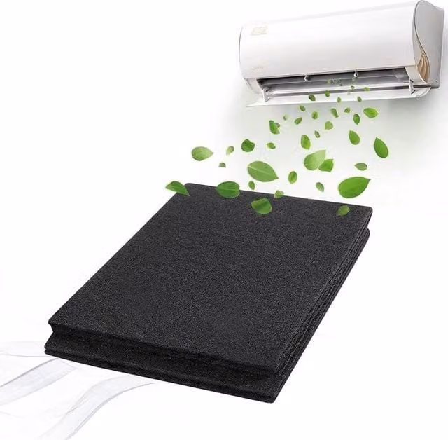 NESTLUNE Activated Carbon Air Purifier Filter Replacement for Air Conditioners, Black, W: 100 cm, D: 15 cm – 1