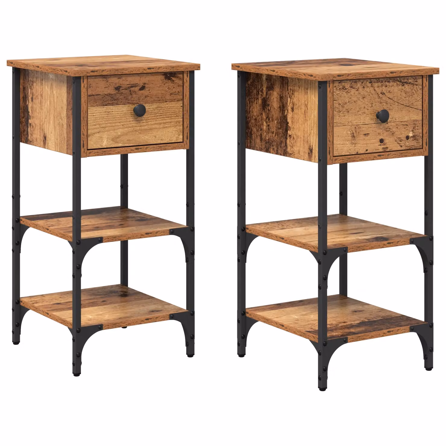 Berkfield Home Set of 2 Bedside Cabinets in Brown Old Wood, W/D/H: 34 x 36 x 70 cm – 2