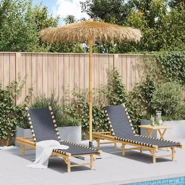 Berkfield Home Tiki Umbrella with Multicolour Banana Leaf Canopy and Bamboo Pole, Diameter: 180 cm – 1