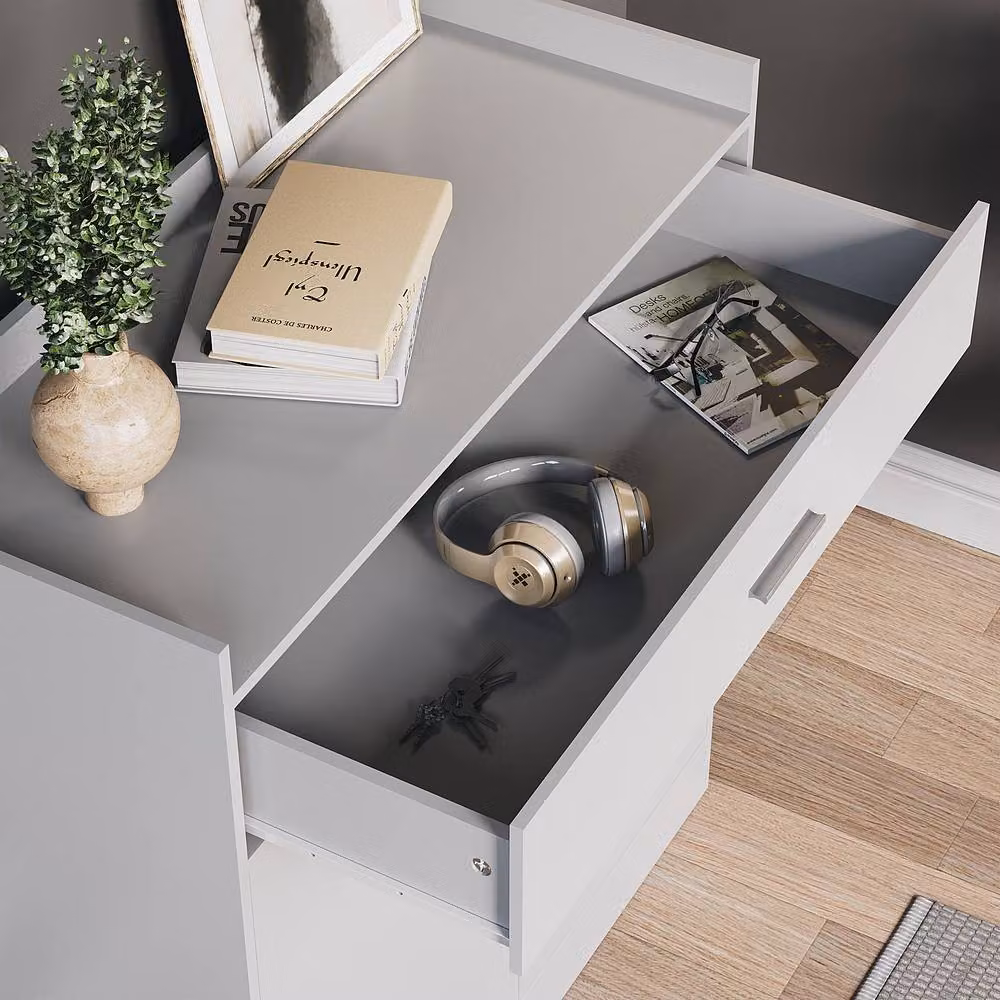 HD Designs Dalby Modern 2 Door 1 Drawer Shoe Cabinet in White – 5