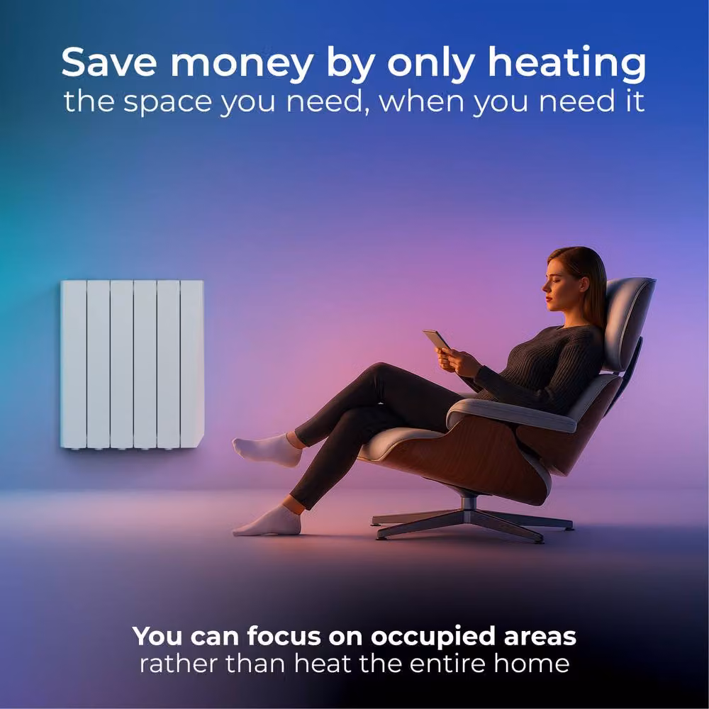 Masterplug SmartEnergy Wall Mounted Oil-Filled Radiator, 1000W, White with Wi-Fi and App Control – 3