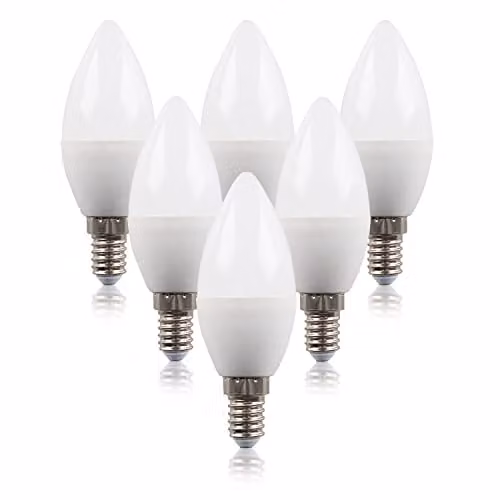 MiniSun Set of 6 Warm White 3000K Frosted Opal E14 Candle LED Replacement Bulbs, 4W High Power – 1