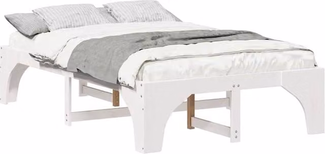 Berkfield Home Stylish Floor Bed Frame with Storage in White, Solid Pine, W/D/H: 120 x 200 cm