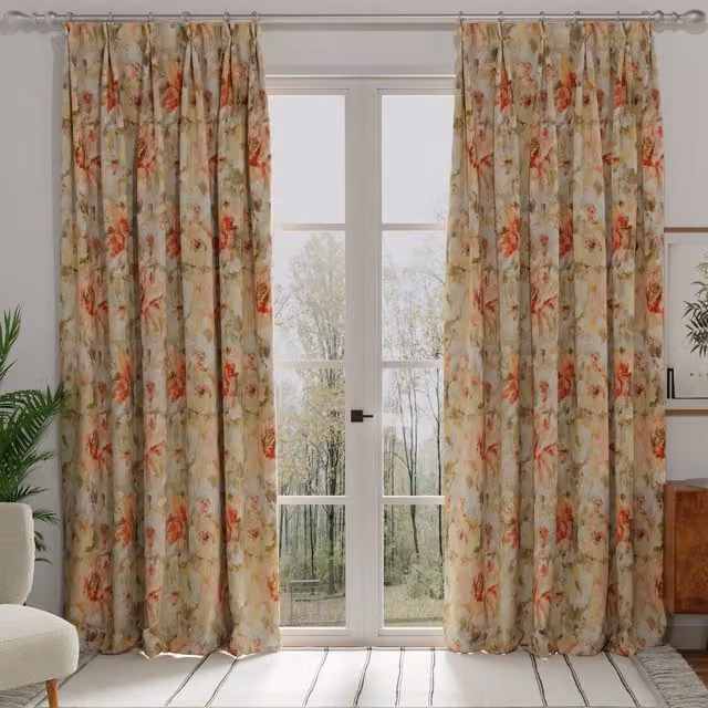 Terrys Blackout Floral Cotton Fabric Panel Curtain in Multicolour