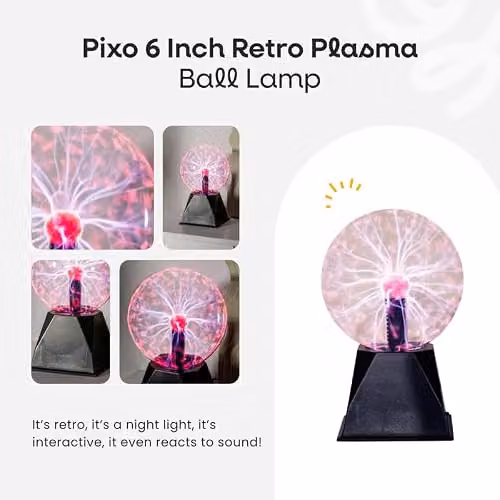 ValueLights Plasma Ball 6 Inch Touch and Sound Reactive Electric Globe Night Light in Pink and Multicolour – 2