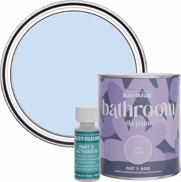 Rust-Oleum Bathroom Tile Paint in Matt Finish, Powder Blue, 750ml