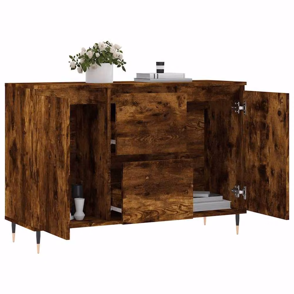 Berkfield Home Smoked Oak Sideboard in Brown, W/D/H: 104 x 35 x 70 cm – 3