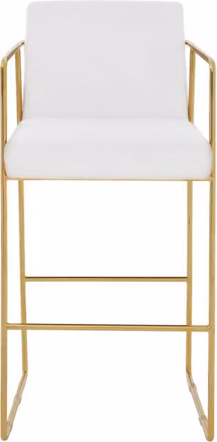 Fifty Five South Orsina Modern White Velvet Bar Stool with Gold Metal Frame
