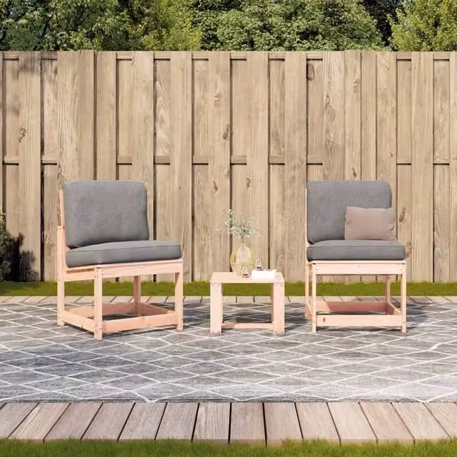 Berkfield Home Beautiful 3 Piece Garden Lounge Set in Light Tan with Solid Wood Frame and Beige Cushions