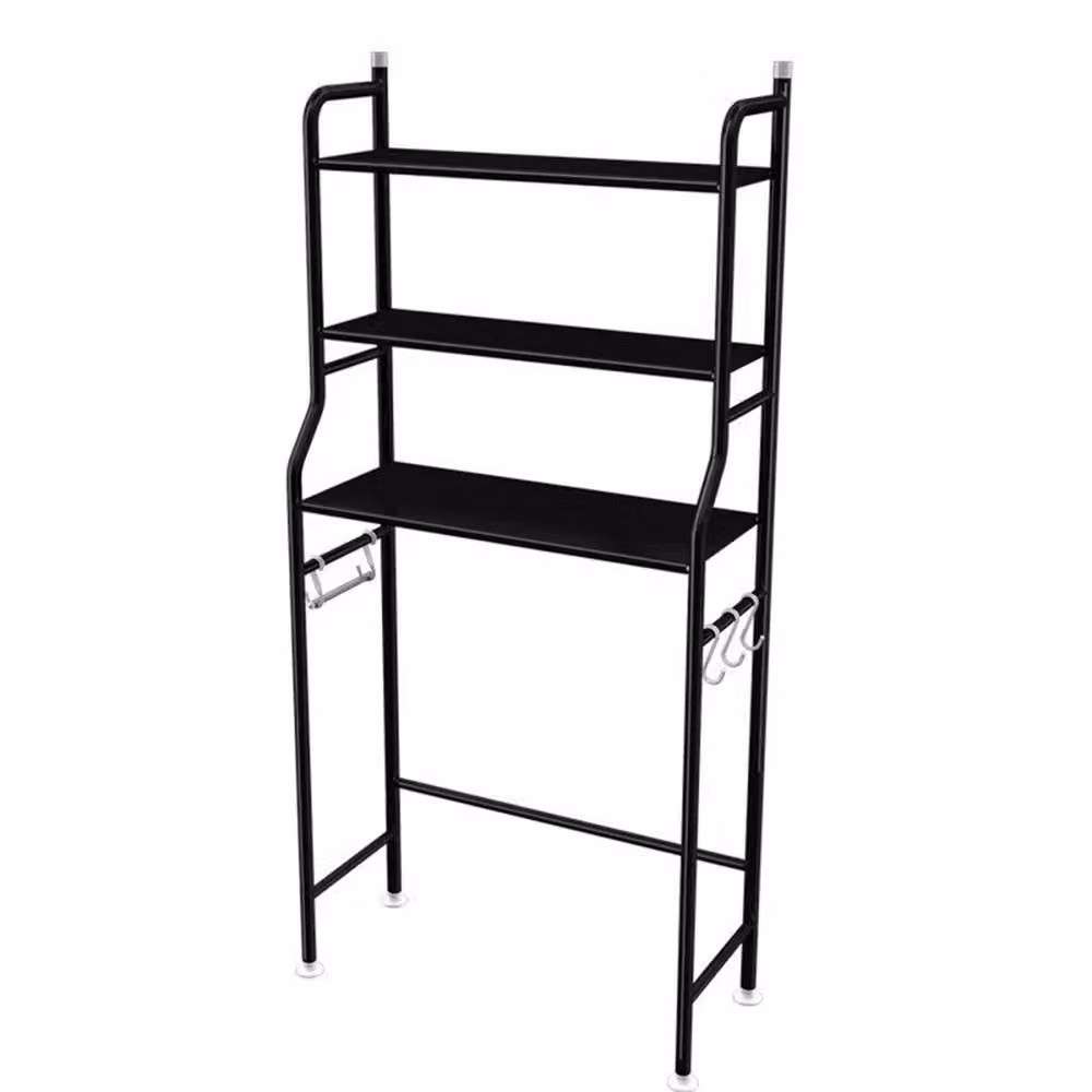 Nordara Black 3-Tier Over Toilet Bathroom Storage Rack in Matt Metal – 3