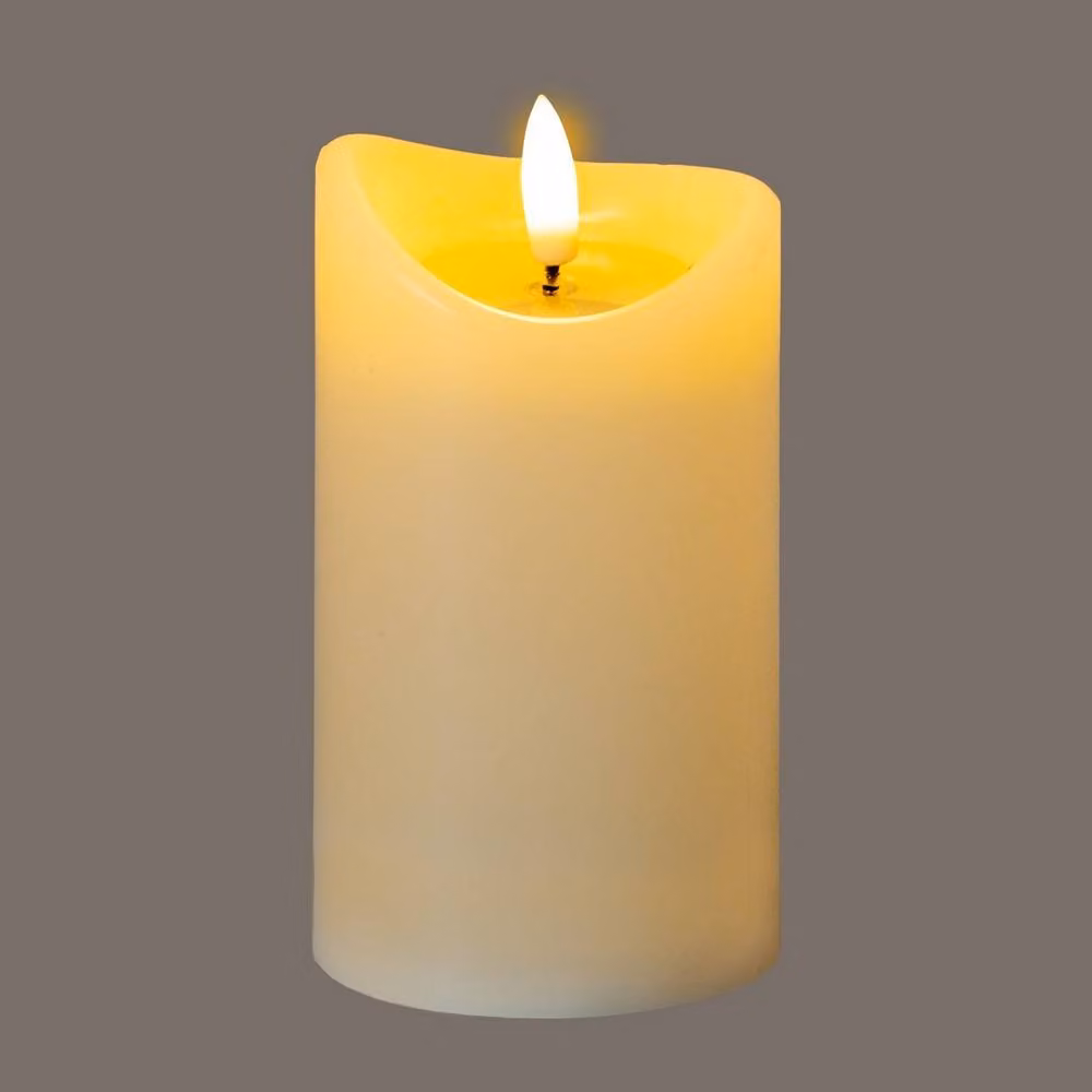 Lemon Pavilion Furniture and Decor Natural Glow Melted LED Pillar Candle, Beige, H x W x D: 12 x 7 x 7 cm – 2