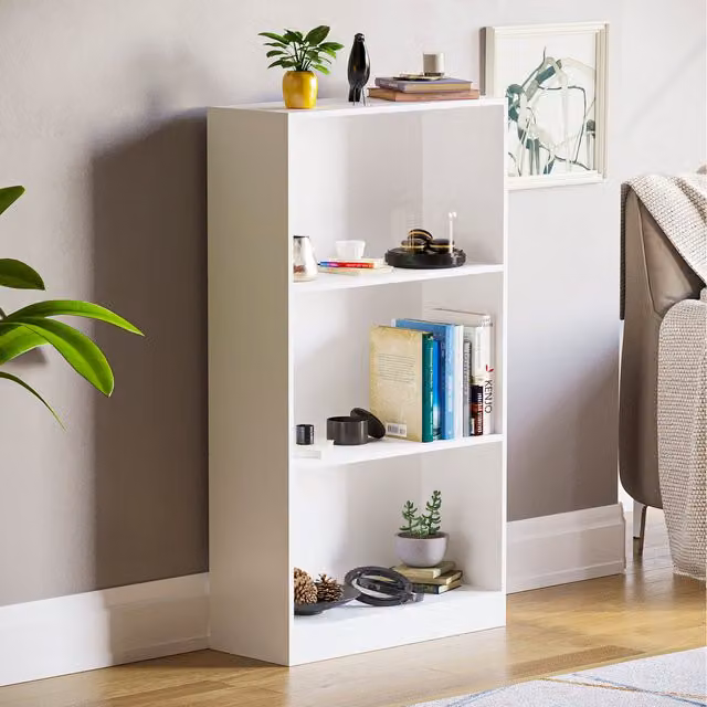 Vida Designs Cambridge 3-Tier White Bookcase, Height: 108 cm, Width: 60 cm, Depth: 24 cm