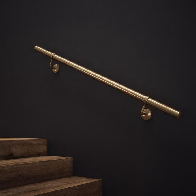 Rothley Antique Brass Stair Hand Rail Kit, Gold, Length: 120 cm
