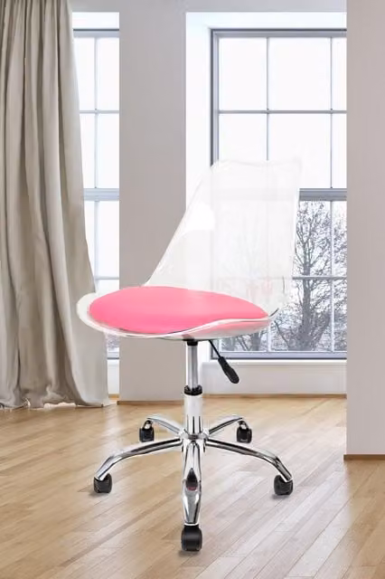 Fusion Living Soho Modern Pink Transparent Plastic Dining Chair with Swivel Base