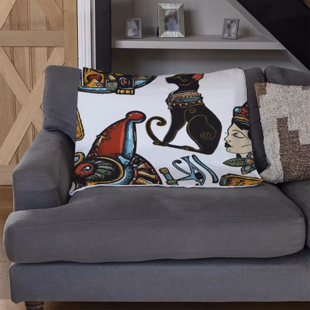 Benjamin Tate Design Queen Cleopatra History Fleece Blanket in Multicolour, W/D/H: 120 x 150 cm – 3