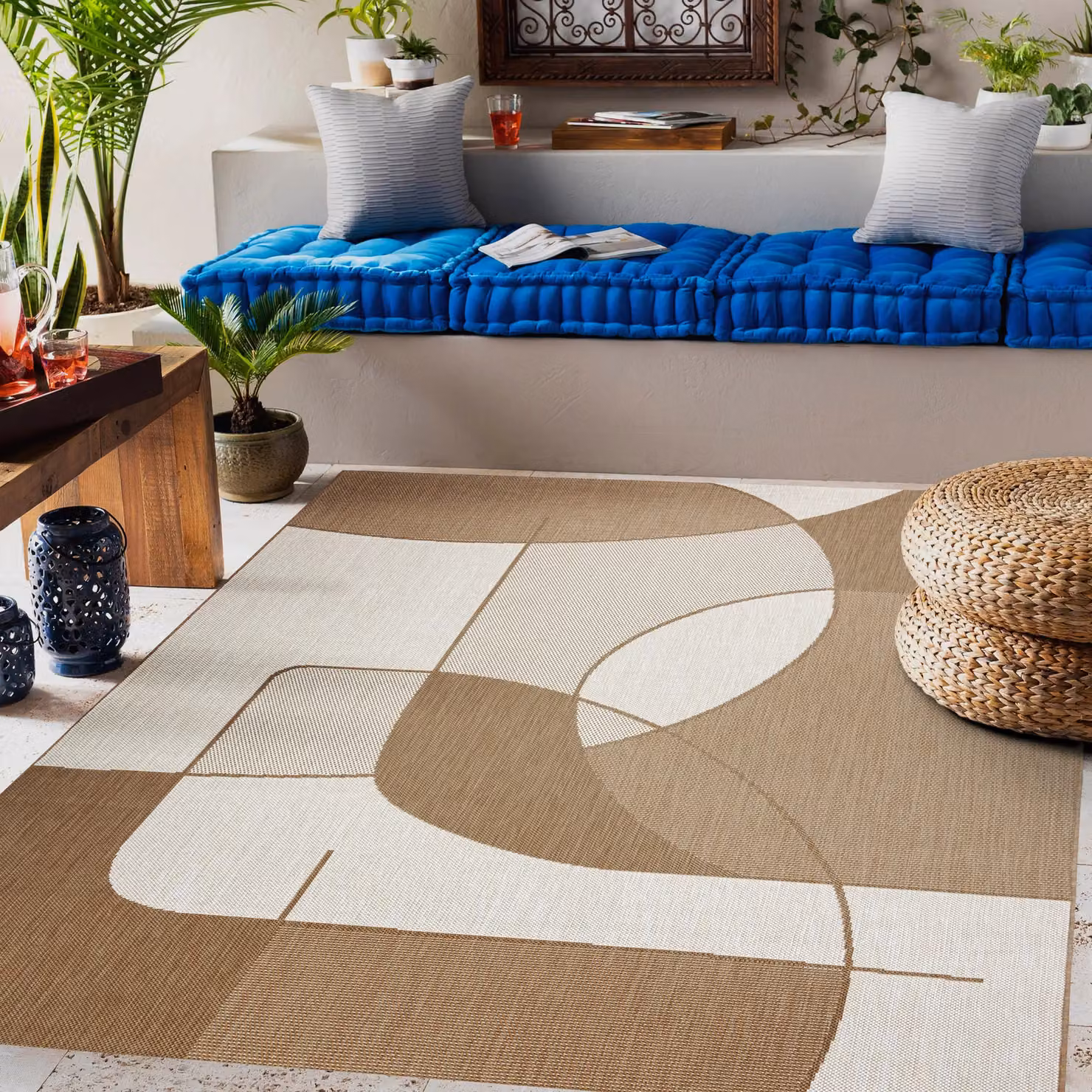 RugsX Beige Flat Weave Polypropylene Rectangular Rug W: 140 cm, L: 200 cm – 3