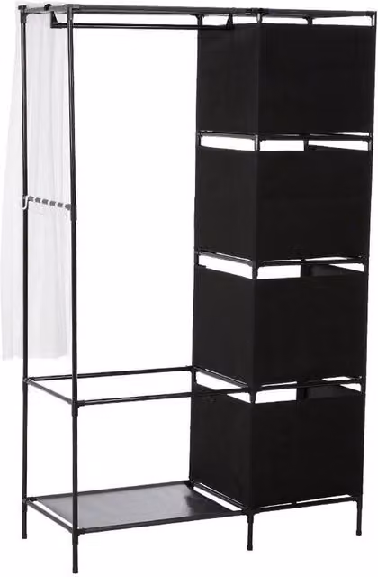 KORVIXA Foldable Fabric Wardrobe Storage Cabinet in Black, W/D/H: 90 x 90 x 90 cm – 1