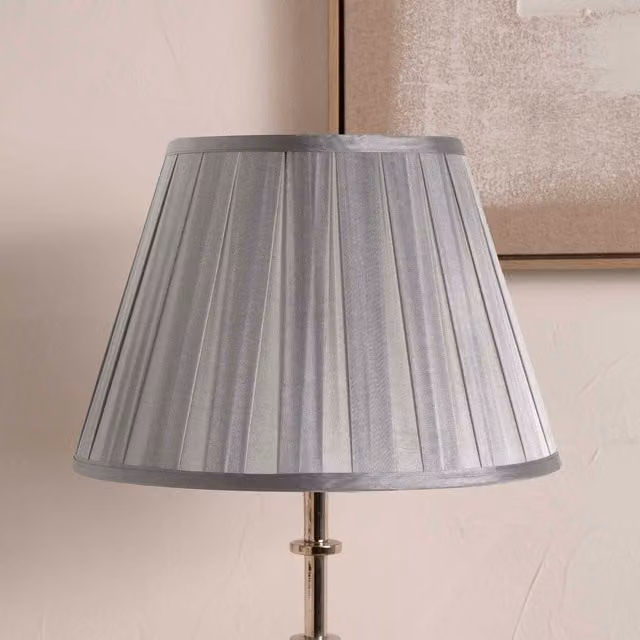 Ruma Grey Empire Silk Box Pleat Lamp Shade for Table and Floor Lamps, Diameter: 40.64 cm – 1