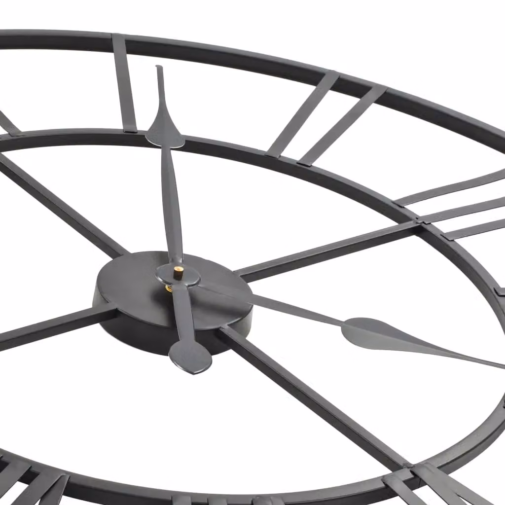 Berkfield Home Vintage Round Metal Wall Clock with Quartz Movement in Black, Diameter: 80 cm – 4