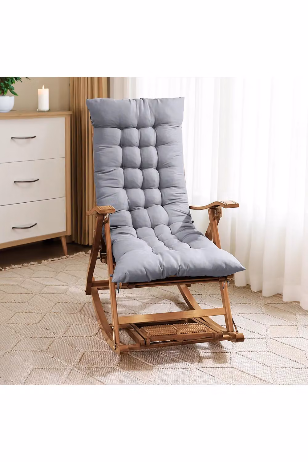 Living and Home Grey Garden Beach Sun Lounger Cushion with Ties, W: 40 cm, H: 110 cm – 2