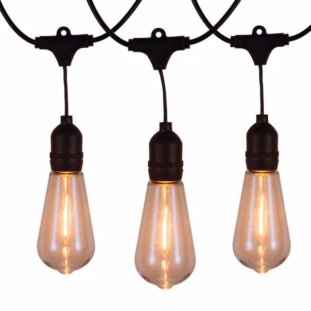 TCP Warm White LED Garden String Lights with Transparent Glass Spheres, 10m