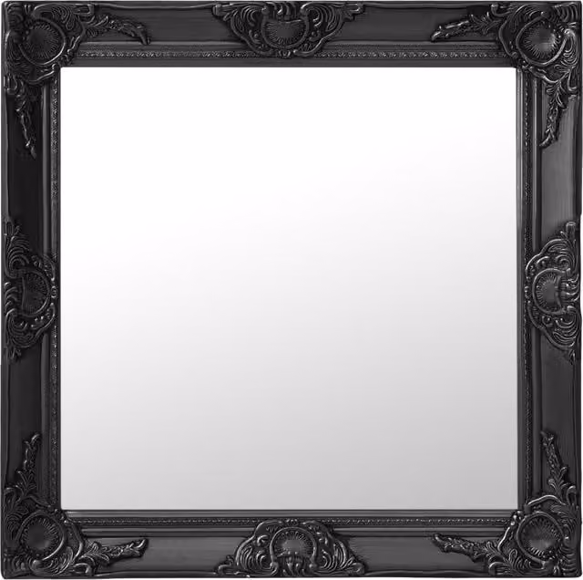 Berkfield Home Antique Baroque Style Square Wall Mirror, Black, W/H: 60 x 60 cm – 1