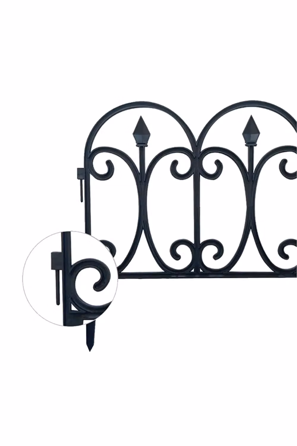 Living and Home 6-Piece European Garden Decorative Plastic Picket Fence in Black – 3