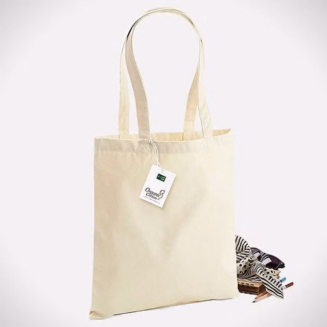 Westford Mill Premium Cotton Tote Bag in Beige/Sand, W: 42.0 cm, H: 38.0 cm