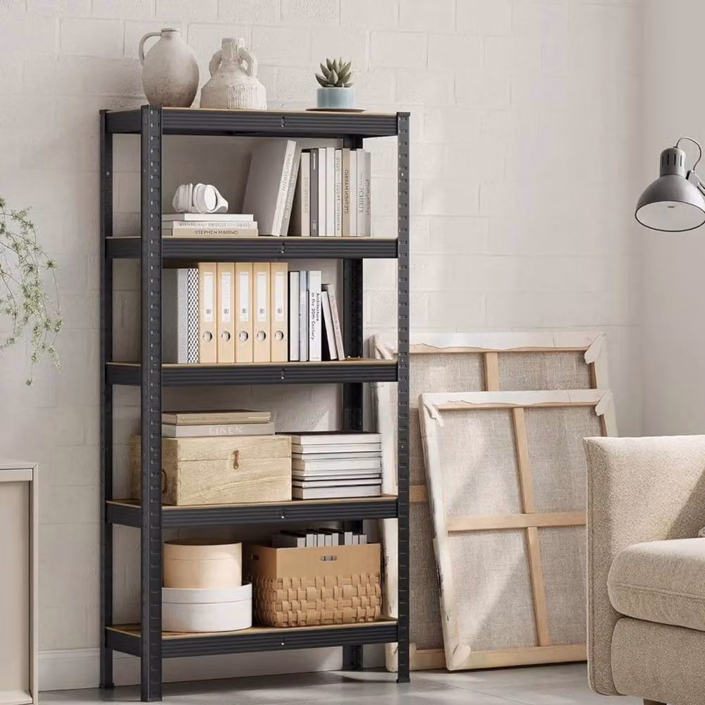 FORGEVIO Heavy Duty Industrial Shelving Unit with Adjustable Shelves in Matt Black – 2