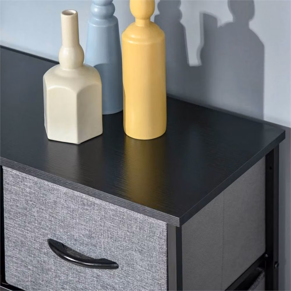 Nordara 9 Drawer Storage Chest Dresser with Foldable Fabric Bins in Grey – 4