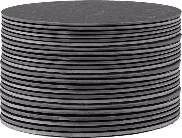 Argon Tableware Set of 24 Round Black Slate Placemats, Diameter: 30 cm – 1