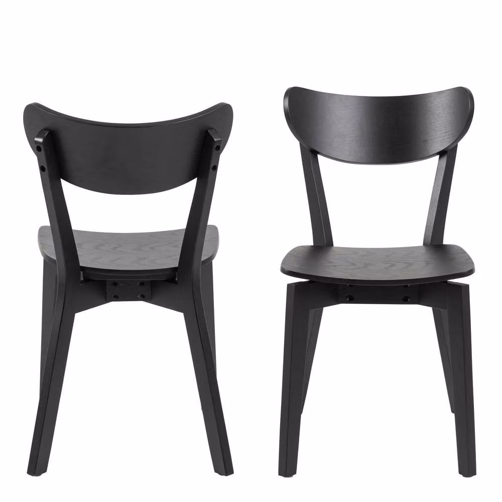 Wyld Haus Saffron Black Lacquered Oak Wooden Dining Chairs Set of 2 – 3