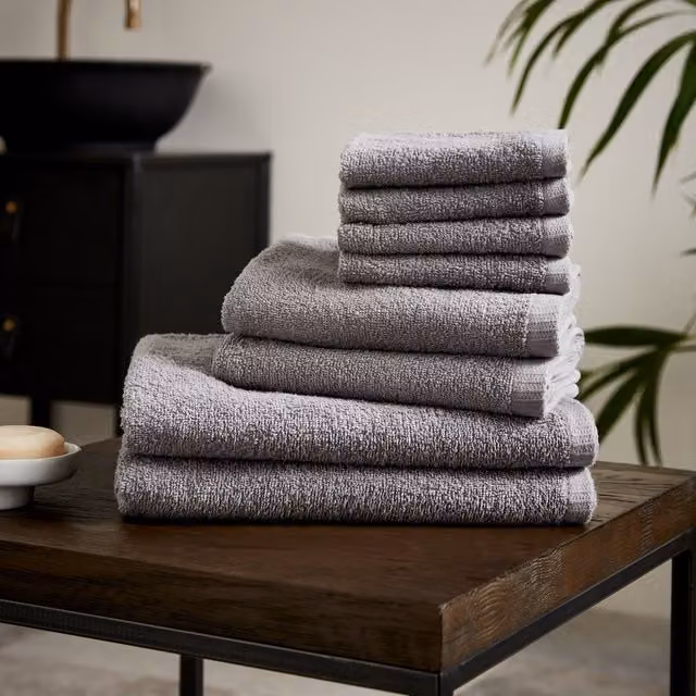 Catherine Lansfield Quick Dry Cotton 8 Piece Towel Set in Grey